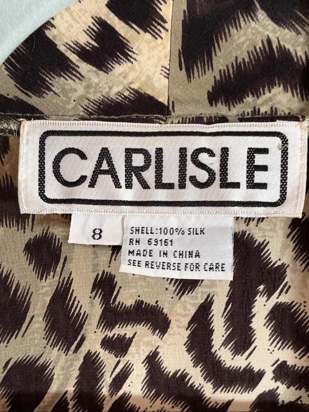 Vintage Carlisle Leopard-Print 100% Silk Blouse or Jacket Black & Gray Sz 8 - Picture 5 of 11
